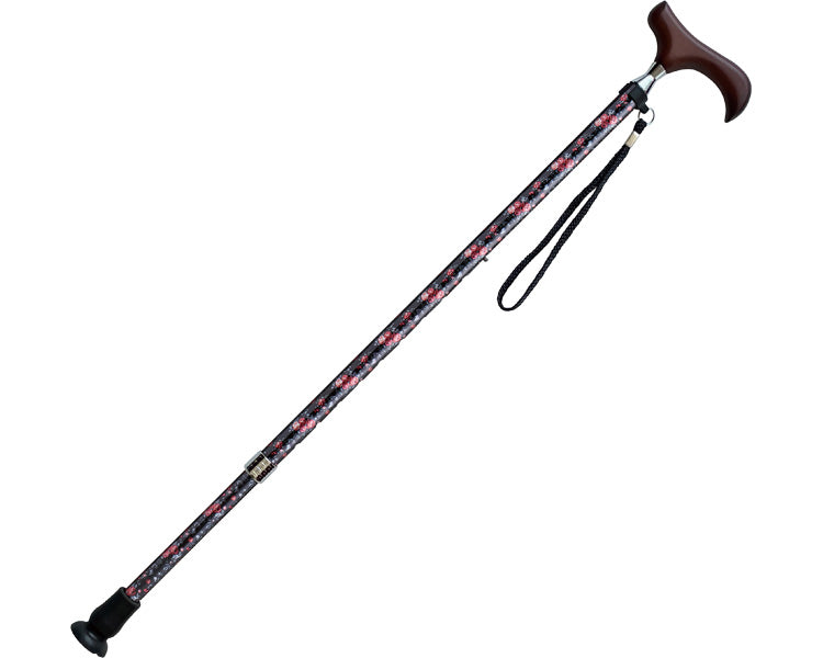 愛杖Eシリーズ　伸縮杖　柄タイプ / E-254A　ブラック花柄　1 本