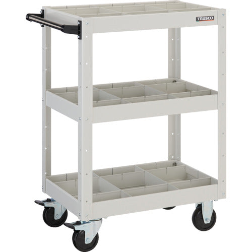TRUSCO Tool Wagon Eagle Wagon 600 x 400 x H880 3-tier deep with dividers White EGW-963F3S3-W 1 unit