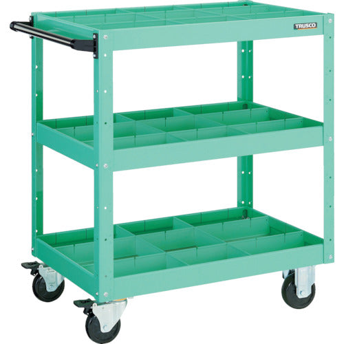 TRUSCO Tool Wagon Eagle Wagon 600X400 Deep 3 Tiers with Dividers Young Green EGW-963F3S3-YG 1 Unit