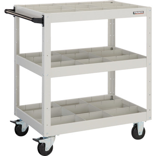 TRUSCO Tool Wagon Eagle Wagon 750 x 500 x H880 3-tier deep with dividers White EGW-973F3S3-W 1 unit