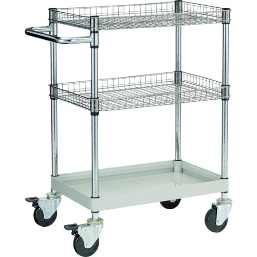 TRUSCO Tool Wagon Falcon Wagon 600X400 1 Tier + 2 Mesh Tiers White FAW-963M2-W 1 Unit