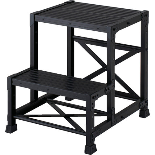 ＴＲＵＳＣＯ　作業用踏台　アルミ製・高強度タイプ　２段　ブラック　TSF-256-BK　1 台