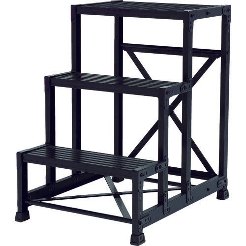 TRUSCO 작업용 발판 알루미늄제・고강도 타입 3단 블랙 TSF-369-BK 1대