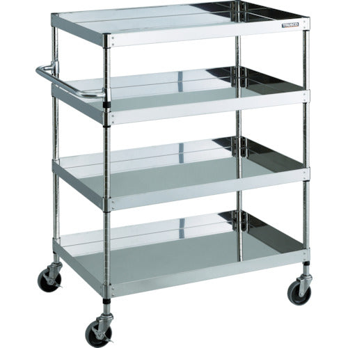 ＴＲＵＳＣＯ　ステンレスワゴン　クリーンフェニックスワゴン　ＳＵＳ３０４　Ｗ７５０×Ｄ５００×Ｈ１２００　４段　ＳＵＳ金具　CPE3-1274SC　1 台