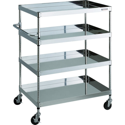 ＴＲＵＳＣＯ　ステンレスワゴン　クリーンフェニックスワゴン　ＳＵＳ３０４　Ｗ９００×Ｄ６００×Ｈ１２００　４段　導電性ゴム車輪　CPE3-1294SD　1 台