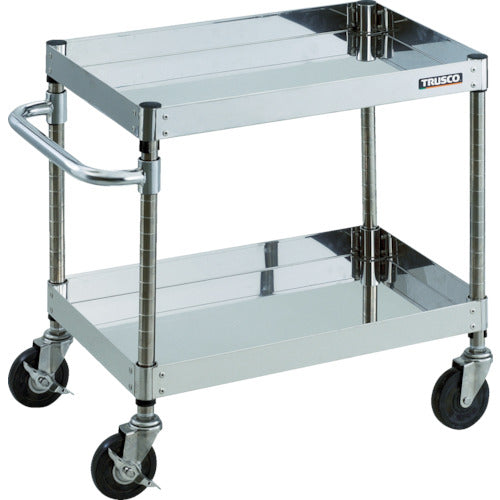 ＴＲＵＳＣＯ　ステンレスワゴン　クリーンフェニックスワゴン　ＳＵＳ３０４　Ｗ７５０×Ｄ５００×Ｈ６００　２段　導電性ゴム車輪　CPE3-672SD　1 台