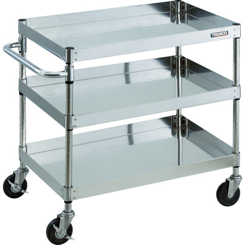 TRUSCO Stainless Steel Wagon Clean Phoenix Wagon SUS304 W900 x D600 x H740 3 Tiers Conductive Rubber Wheels CPE3-793SD 1 Unit