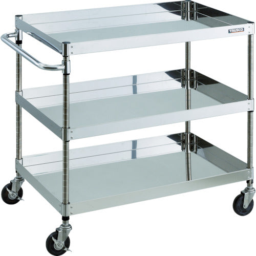 TRUSCO Stainless Steel Wagon Clean Phoenix Wagon SUS304 W600 x D400 x H880 3 Tiers Conductive Rubber Wheels CPE3-963SD 1 Unit