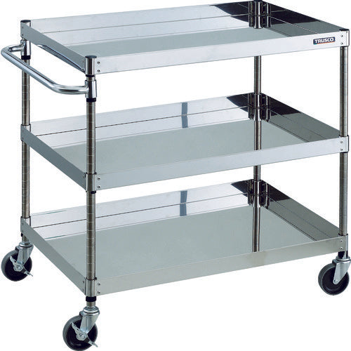 ＴＲＵＳＣＯ　ステンレスワゴン　クリーンフェニックスワゴン　ＳＵＳ３０４　Ｗ９００×Ｄ６００×Ｈ８８０　３段　スチール金具　CPE3-993　1 台
