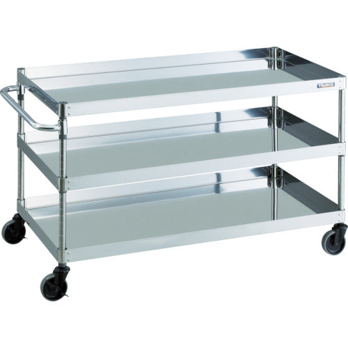 TRUSCO Stainless Steel Cart Clean Phoenix Cart SUS430 W1200 x D600 x H740 3 Tiers CPE4-7123 1 Unit