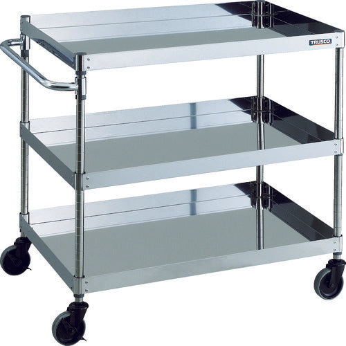 TRUSCO Stainless Steel Cart Clean Phoenix Cart SUS430 W600 x D400 x H880 3 Tiers CPE4-963 1 Unit