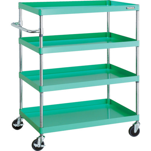 TRUSCO Tool Wagon Phoenix Wagon Noise-reducing 900 x 600 x H1200 4 Tiers Young Green PEW-1294-YG 1 Unit