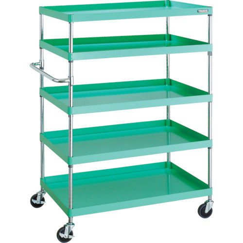 TRUSCO Tool Wagon Phoenix Wagon Noise-reducing 1000 x 650 x H1500 5-tier Young Green PEW-15105-YG 1 unit