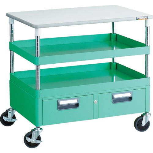 TRUSCO Tool Wagon Phoenix Wagon Noise-reducing 750 x 500 x H740 Drawer with top Young Green PEW-772WT-YG 1 unit