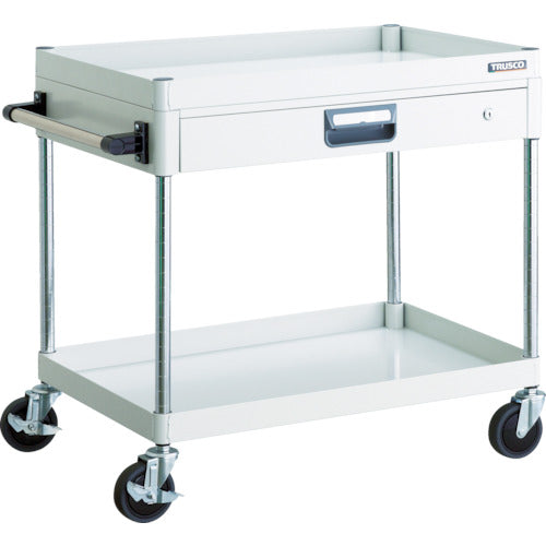 TRUSCO Tool Wagon Phoenix Wagon, Low-noise, 750 x 500, Thin Type with 1 Drawer, White, PEW-772Z-W, 1 Unit
