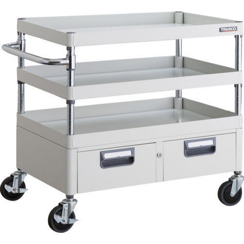 TRUSCO Tool Wagon Phoenix Wagon, Noise-reducing, 750 x 500 x H740, with 2 rows of drawers, White, PEW-773W-W, 1 unit