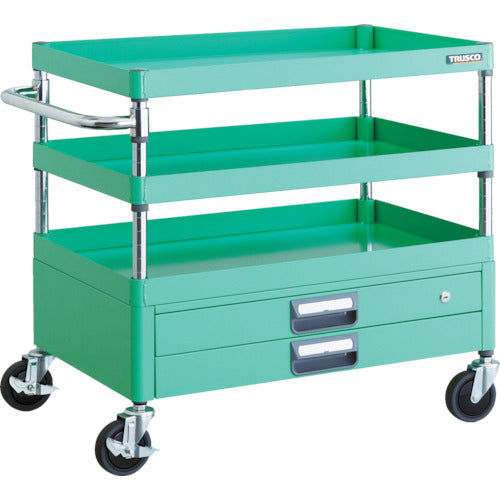TRUSCO Tool Wagon Phoenix Wagon Noise-reducing 750 x 500 x H740 with 2 drawers Young Green PEW-773X-YG 1 unit
