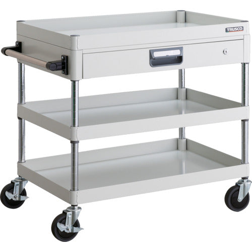 TRUSCO Tool Wagon Phoenix Wagon, Low-noise, 750 x 500, Thin Type with 1 Drawer, White, PEW-773Z-W, 1 Unit