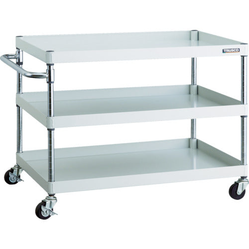 TRUSCO Tool Wagon Phoenix Wagon 900X600 3 Tiers Φ75 Rubber Wheels White PEW-793-G75-W 1 Unit
