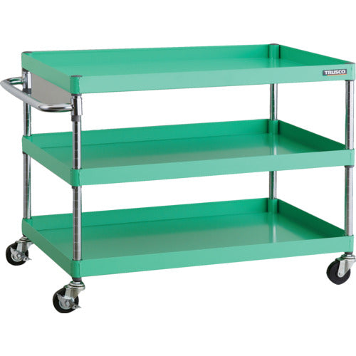 TRUSCO Tool Wagon Phoenix Wagon 900X600 3 Tiers Φ75 Rubber Wheels Young Green PEW-793-G75-YG 1 Unit