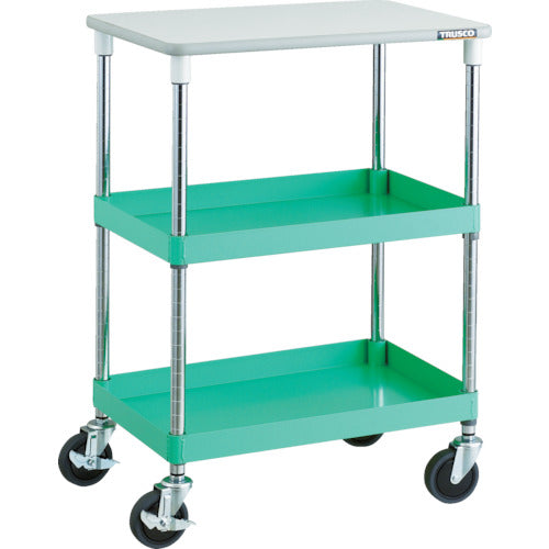 TRUSCO Tool Wagon Phoenix Wagon, Noise-reducing, 600 x 400 x H880, 2-tier, with top plate, Young Green, PEW-962T-YG, 1 unit
