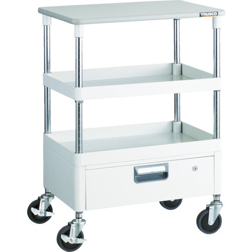 TRUSCO Tool Wagon Phoenix Wagon, Noise-reducing, 600 x 400, 1 Drawer, with Top, White, PEW-962VT-W, 1 Unit