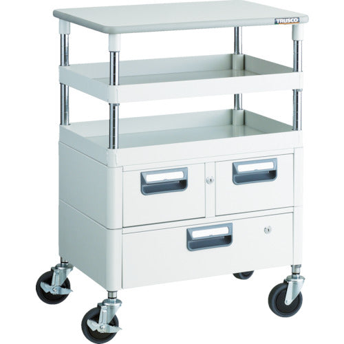 TRUSCO Tool Wagon Phoenix Wagon Antibacterial Noise-reducing 600 x 400 x H880 Drawer with Top White PEW-962VWT-W 1 Unit