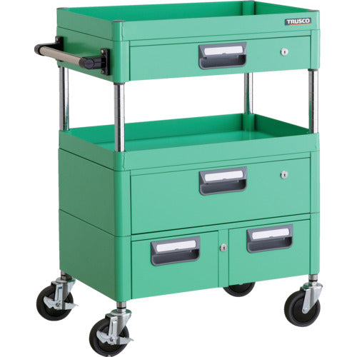 TRUSCO Tool Wagon Phoenix Wagon Noise-reducing 600 x 400 x H880 with drawer Young Green PEW-962VWZ-YG 1 unit