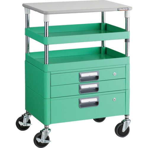 TRUSCO Tool Wagon Phoenix Wagon Antibacterial Noise-reducing 600 x 400 x H880 Drawer with Top Plate Young Green PEW-962VXT-YG 1 Unit