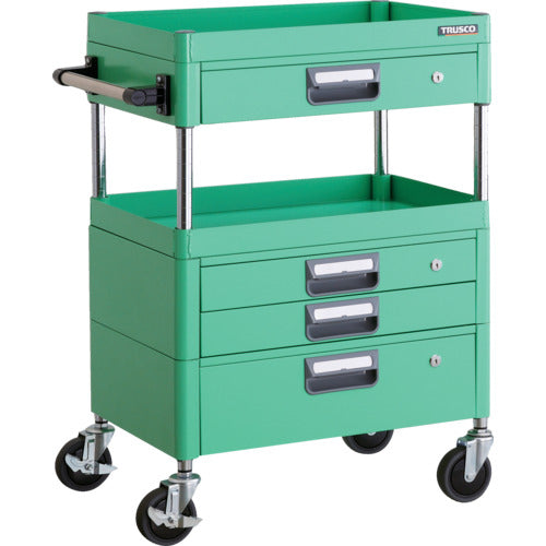 TRUSCO Tool Wagon Phoenix Wagon Noise-reducing 600 x 400 x H880 with drawer Young Green PEW-962VXZ-YG 1 unit