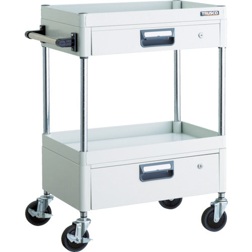 TRUSCO Tool Wagon Phoenix Wagon, Noise-reducing, 600 x 400 x H880, with Drawer, White, PEW-962VZ-W, 1 Unit