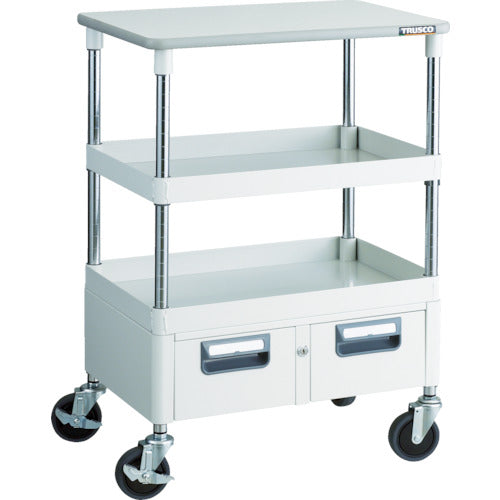 TRUSCO Tool Wagon Phoenix Wagon, Noise-reducing, 600 x 400 x H880, with drawer and top, White, PEW-962WT-W, 1 unit