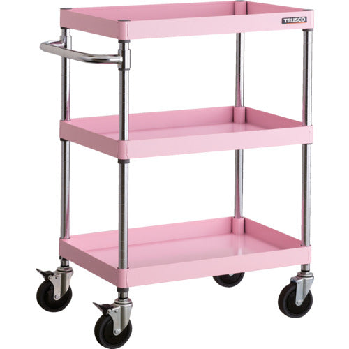 ＴＲＵＳＣＯ　ツールワゴン　フェニックスワゴン　６００Ｘ４００　３段　２段階キャスター　ピンク　PEW-963C-P　1 台