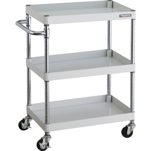 ＴＲＵＳＣＯ　ツールワゴン　フェニックスワゴン　　６００Ｘ４００　３段　Φ７５ゴム車輪　ホワイト　PEW-963-G75-W　1 台