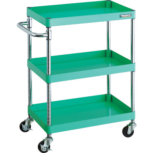 ＴＲＵＳＣＯ　ツールワゴン　フェニックスワゴン　　６００Ｘ４００　３段　Φ７５ゴム車輪　ヤンググリーン　PEW-963-G75-YG　1 台