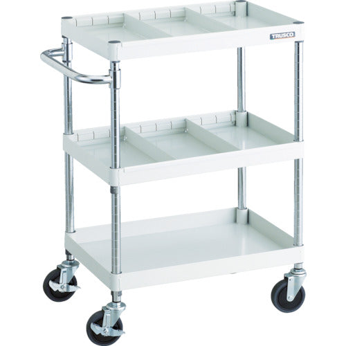ＴＲＵＳＣＯ　ツールワゴン　フェニックスワゴン　省音　６００Ｘ４００　仕切２段付　ホワイト　PEW-963S2-W　1 台