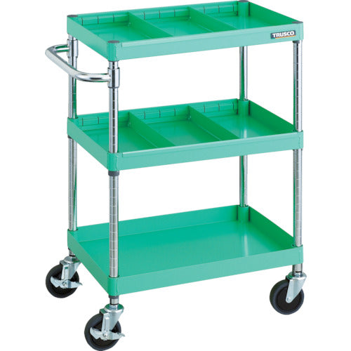 ＴＲＵＳＣＯ　ツールワゴン　フェニックスワゴン　省音　６００Ｘ４００　仕切２段付　ヤンググリーン　PEW-963S2-YG　1 台