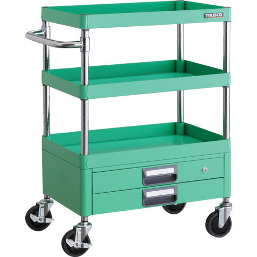 ＴＲＵＳＣＯ　ツールワゴン　フェニックスワゴン　省音　６００Ｘ４００ＸＨ８８０　２段引出付　ヤンググリーン　PEW-963X-YG　1 台
