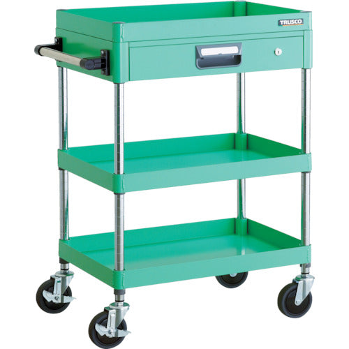 ＴＲＵＳＣＯ　ツールワゴン　フェニックスワゴン　省音　６００Ｘ４００　薄型１段引出付　ヤンググリーン　PEW-963Z-YG　1 台