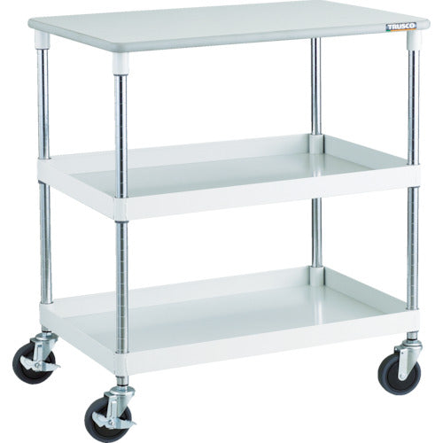 ＴＲＵＳＣＯ　ツールワゴン　フェニックスワゴン　省音　７５０Ｘ５００ＸＨ８８０　２段　天板付　ホワイト　PEW-972T-W　1 台