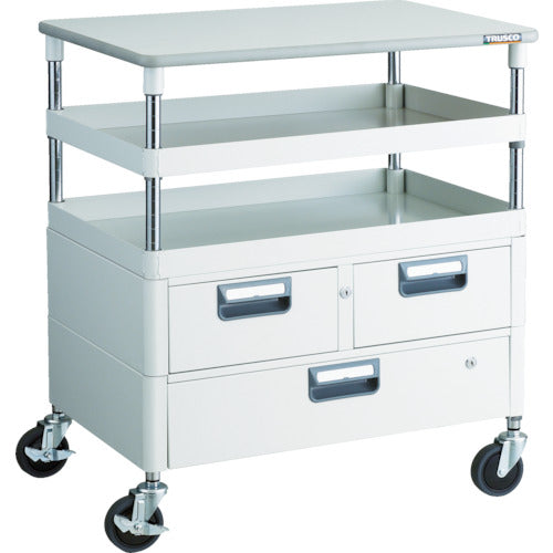 TRUSCO 툴 왜건 피닉스 왜건 항균 소음 750X500XH880 인출 천판 부착 화이트 PEW-972VWT-W 1대