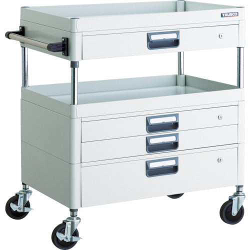 ＴＲＵＳＣＯ　ツールワゴン　フェニックスワゴン　省音　７５０Ｘ５００ＸＨ８８０　引出付　ホワイト　PEW-972VXZ-W　1 台