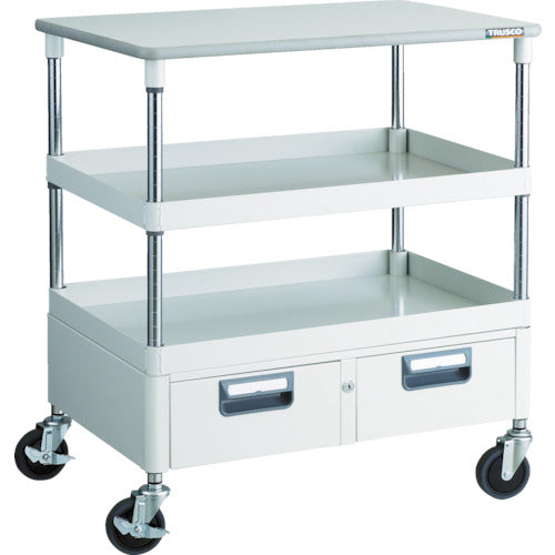 TRUSCO Tool Wagon Phoenix Wagon, Noise-reducing, 750 x 500 x H880, with drawer and top, White, PEW-972WT-W, 1 unit