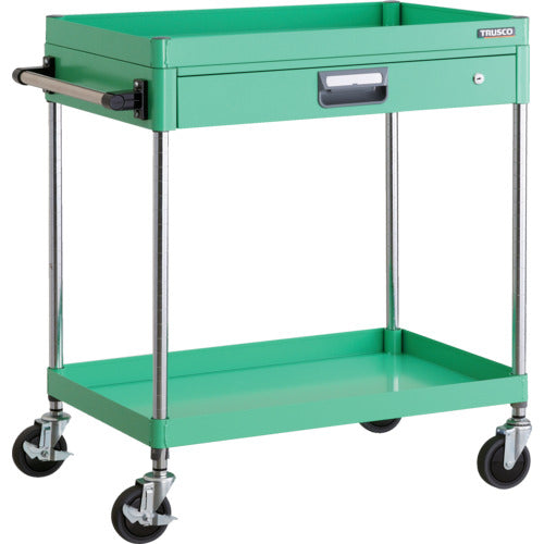 ＴＲＵＳＣＯ　ツールワゴン　フェニックスワゴン　省音　７５０Ｘ５００　薄型１段引出付　ヤンググリーン　PEW-972Z-YG　1 台