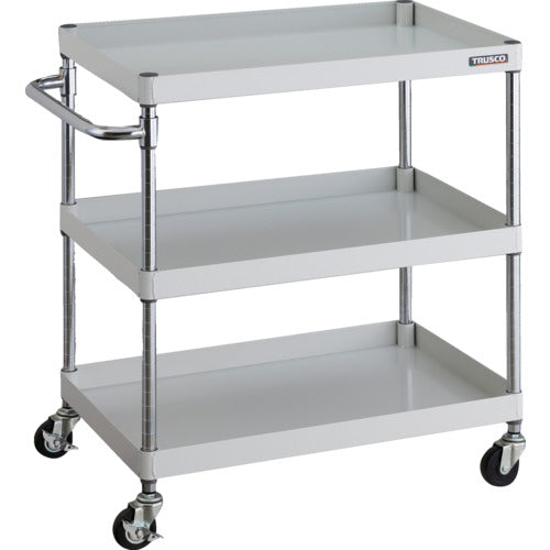 ＴＲＵＳＣＯ　ツールワゴン　フェニックスワゴン　　７５０Ｘ５００　３段　Φ７５ゴム車輪　ホワイト　PEW-973-G75-W　1 台