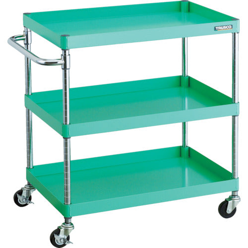 ＴＲＵＳＣＯ　ツールワゴン　フェニックスワゴン　　７５０Ｘ５００　３段　Φ７５ゴム車輪　ヤンググリーン　PEW-973-G75-YG　1 台