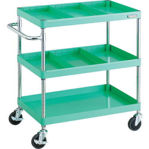 ＴＲＵＳＣＯ　ツールワゴン　フェニックスワゴン　省音　７５０Ｘ５００　仕切２段付　ヤンググリーン　PEW-973S2-YG　1 台