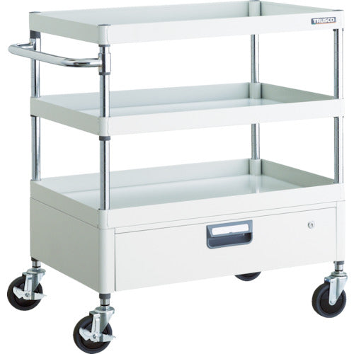 ＴＲＵＳＣＯ　ツールワゴン　フェニックスワゴン　省音　７５０Ｘ５００ＸＨ８８０　１段引出付　ホワイト　PEW-973V-W　1 台