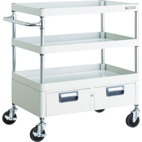 ＴＲＵＳＣＯ　ツールワゴン　フェニックスワゴン　省音　７５０Ｘ５００ＸＨ８８０　２列引出付　ホワイト　PEW-973W-W　1 台