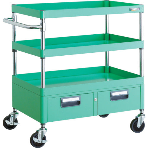 ＴＲＵＳＣＯ　ツールワゴン　フェニックスワゴン　省音　７５０Ｘ５００ＸＨ８８０　２列引出付　ヤンググリーン　PEW-973W-YG　1 台